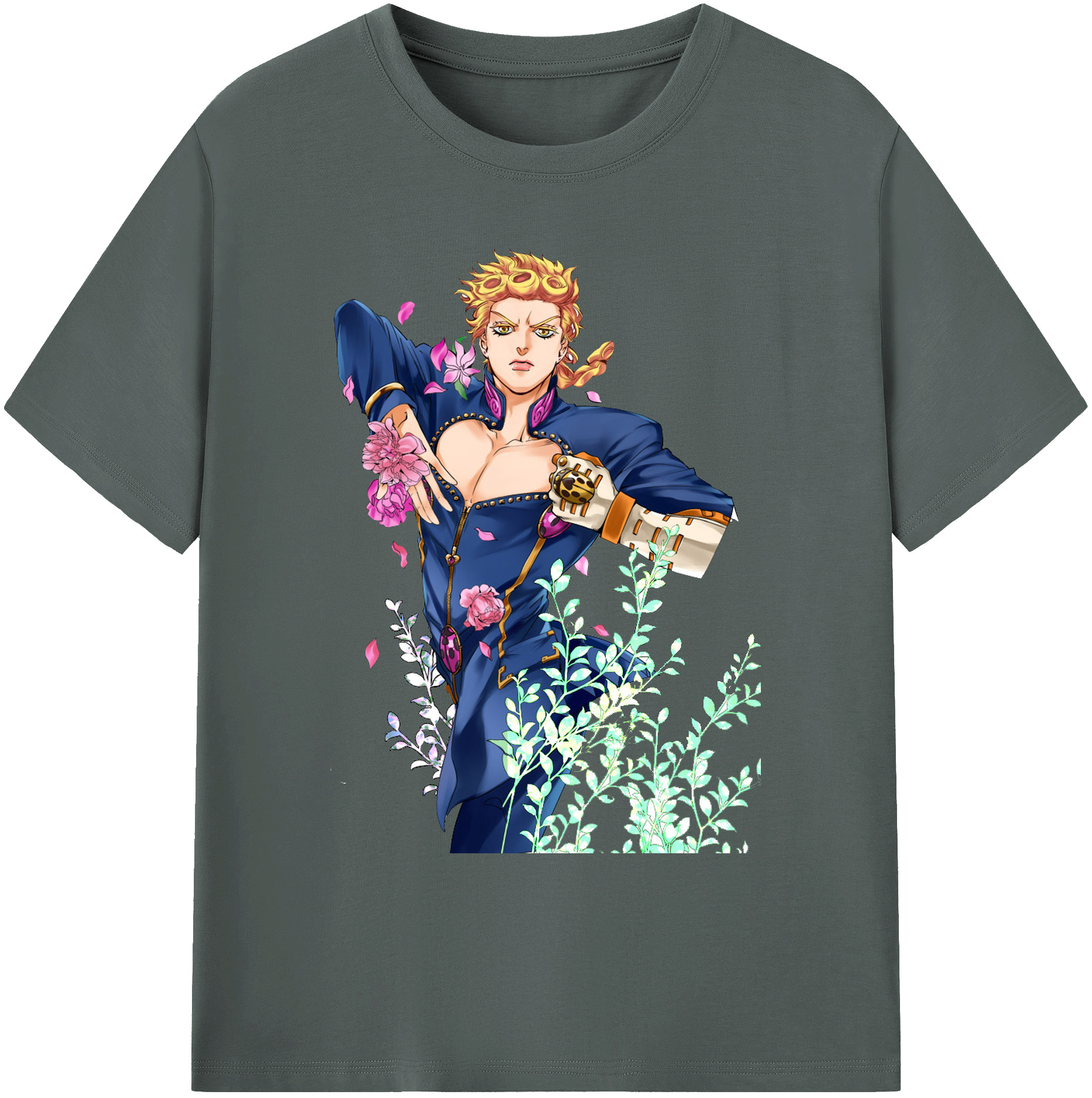 （画像用） ジョジョの奇妙な冒険 ジョルノ?ジョバァーナ JoJo's Bizarre Adventure Giorno Giovanna 綿100％ メンズ半袖Tシャツ｜肌触りやわらか＆通気性